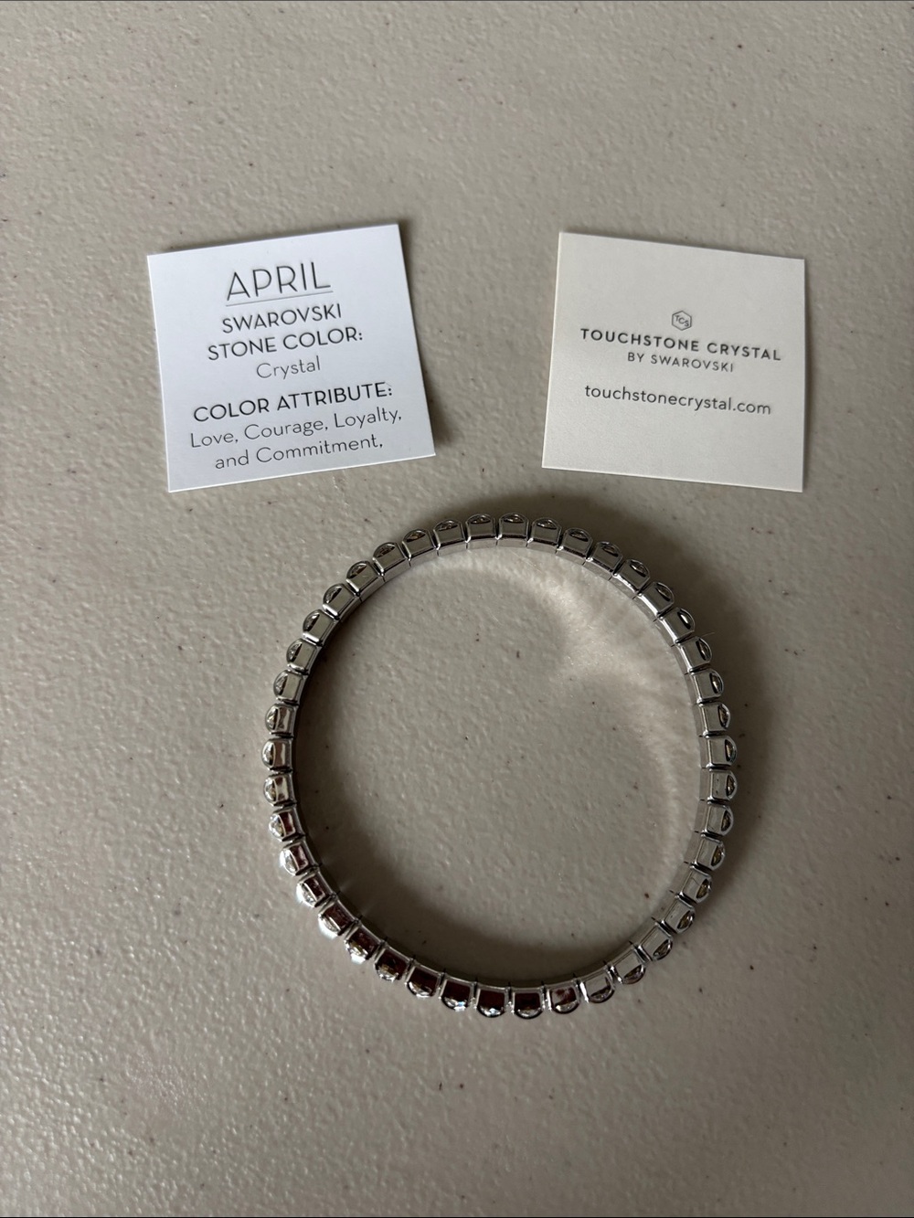 Touchstone Crystal Silver Crystal Stretch Bracelet - Clear Crystal